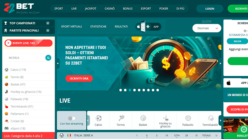 22bet casino non AAMS